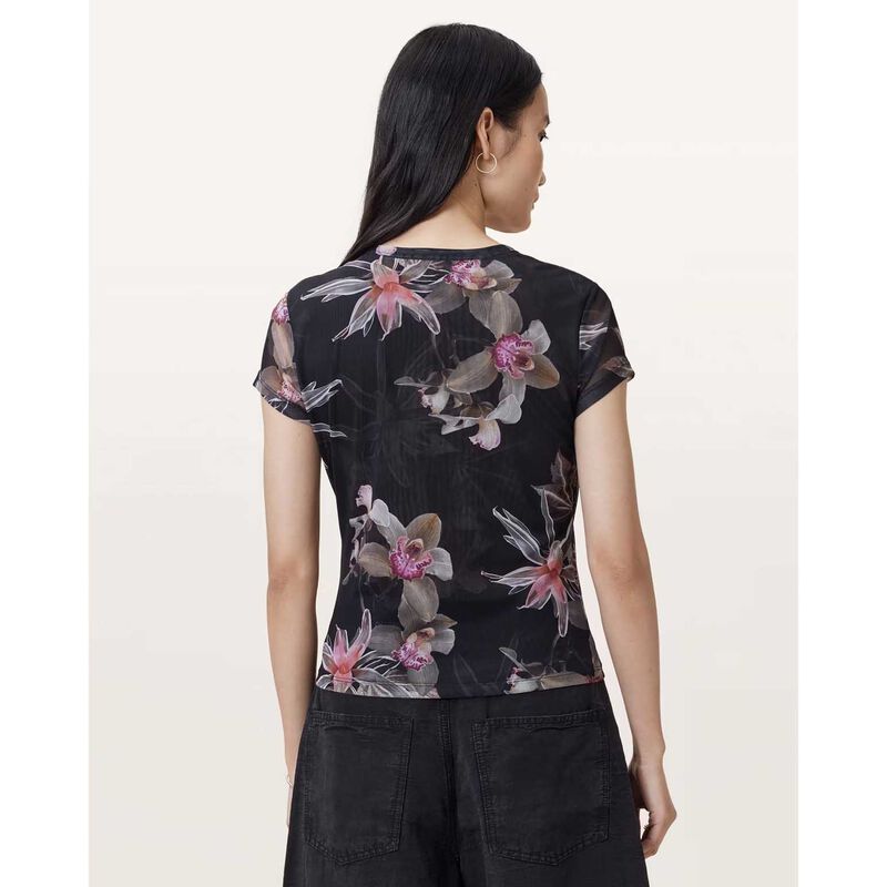 AllSaints Ellie Mesh Floral Print Slim T-Shirt image number 1